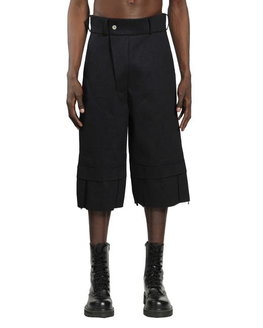 BRYAN JIMENE`Z Black Denim Bunker Bermudas for men