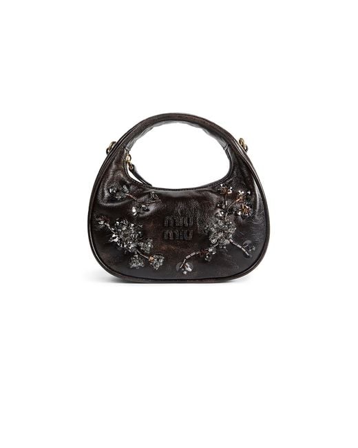 Miu Miu Black Wander Embroidered Mini Bag
