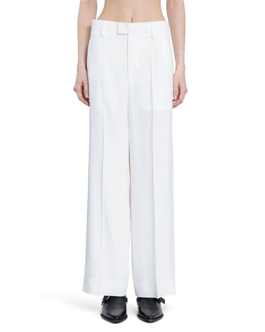 Ann Demeulemeester White Elfi Trousers In Viscose Calico