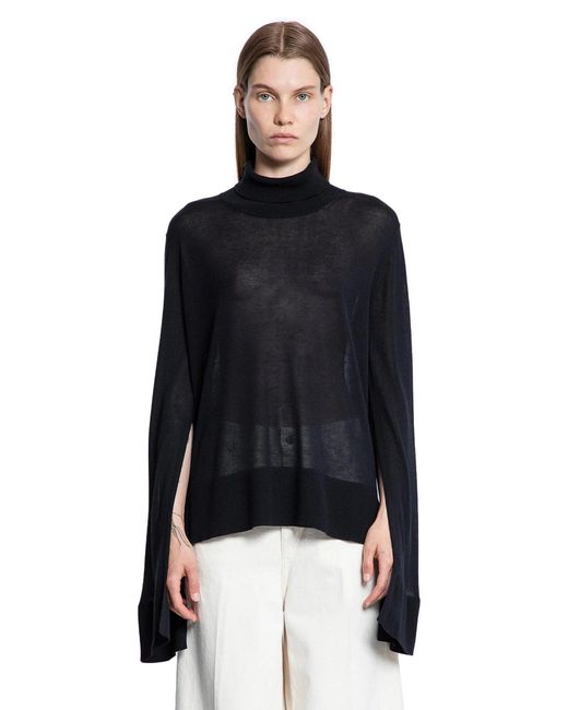 Totême Black Slit Sleeve Turtleneck