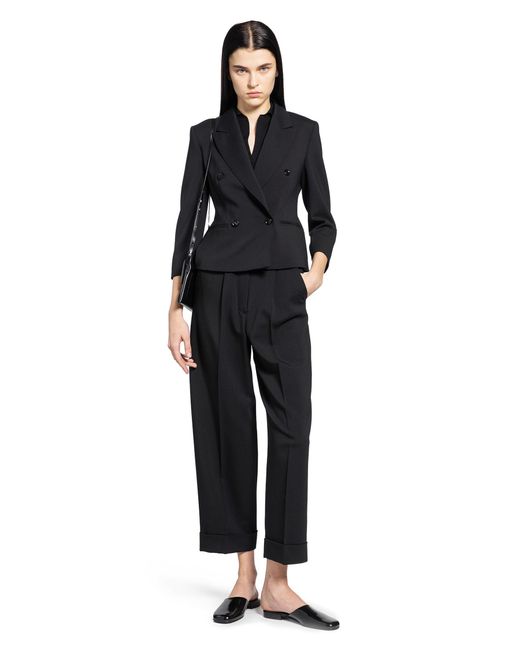 Max Mara Black Cropped Wool Tailored Trousers