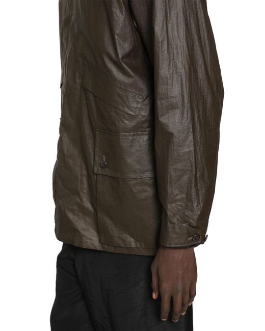 Lemaire Brown Coated Technical Linen Rain Jacket for men