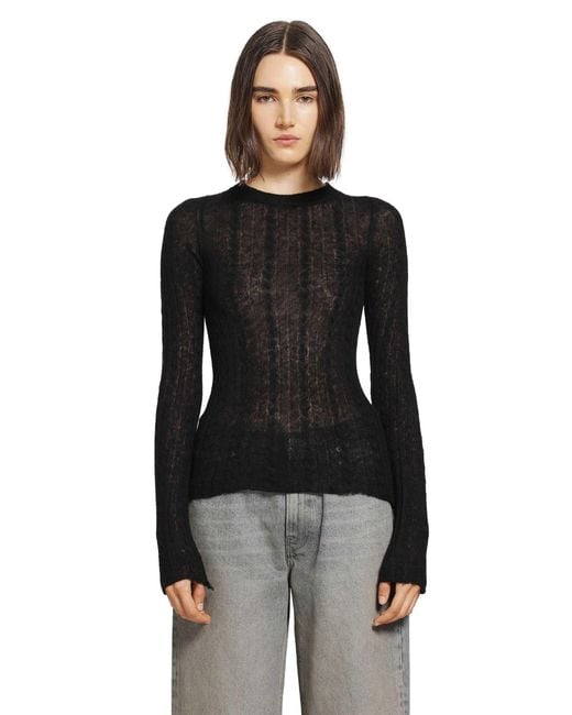 Haikure Black Sey Semi-Sheer Knitwear