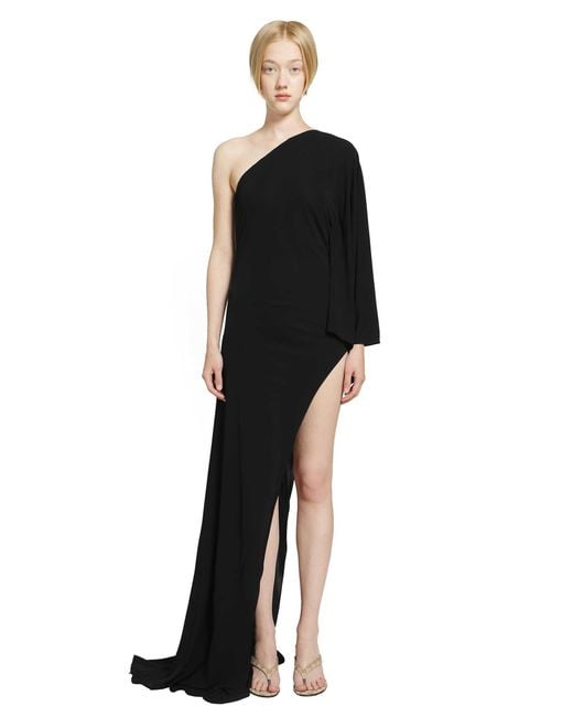 Gucci Black Asymmetric Viscose Jersey Long Dress