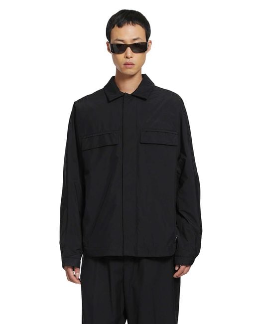 Laminar Black Coated Nylon Overshirt for men