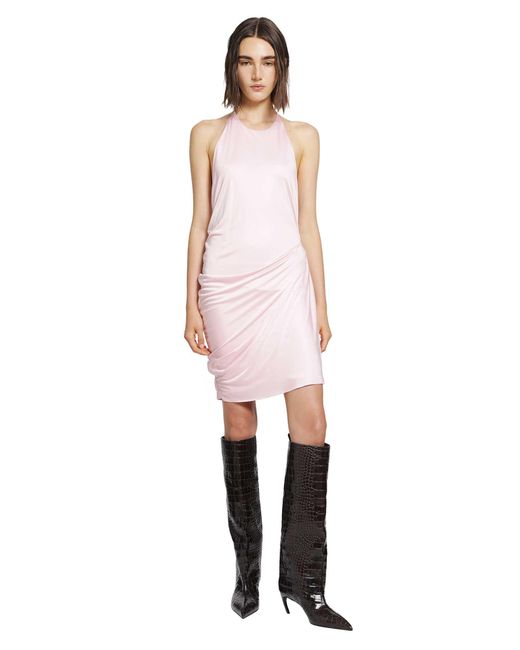 Versace Pink Viscose Jersey Draped Mini Dress