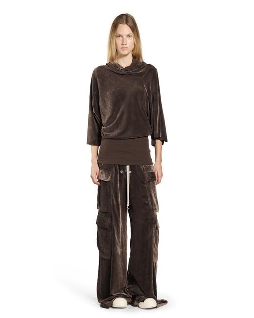 Rick Owens Brown Viscose Silk Straight Leg Trousers