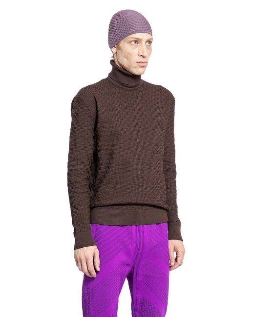 Prada Purple Jacquard Knit Sweater for men