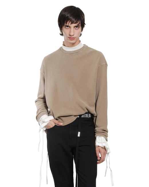 Ann Demeulemeester Natural Emil 'The Velvet Evening' Long Sleeve T-Shirt for men