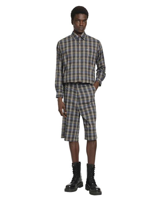 ERL Gray Checked Woven Shirt for men