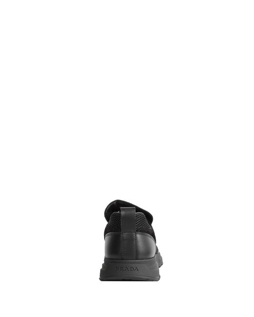 Prada Black Prax Mesh And Leather Loafers for men