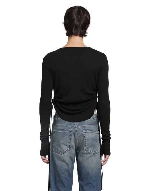 Ann Demeulemeester Black Hamar Wrinkled Serafino Top for men
