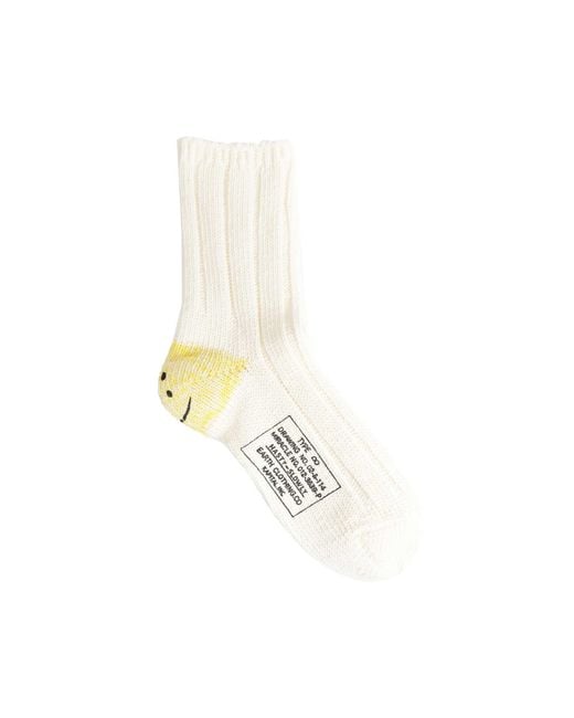 Kapital White Rainboy Happy Heel Socks for men