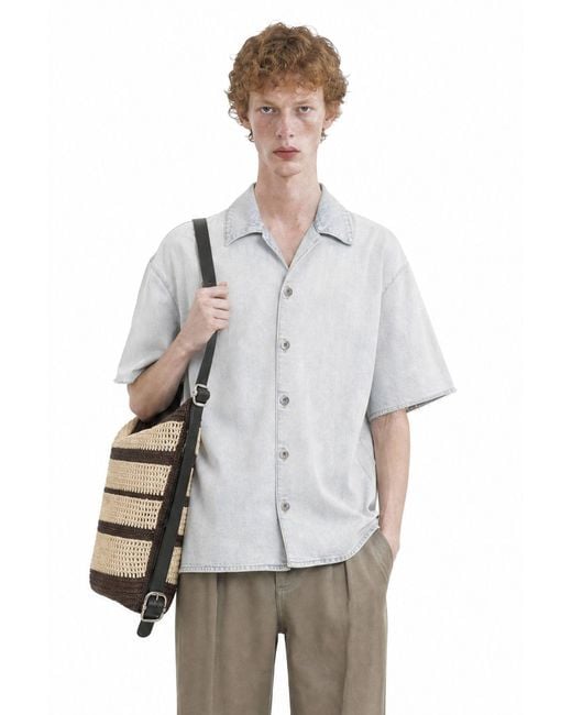 Loewe Gray Anagram Short Sleeve Shirt for men