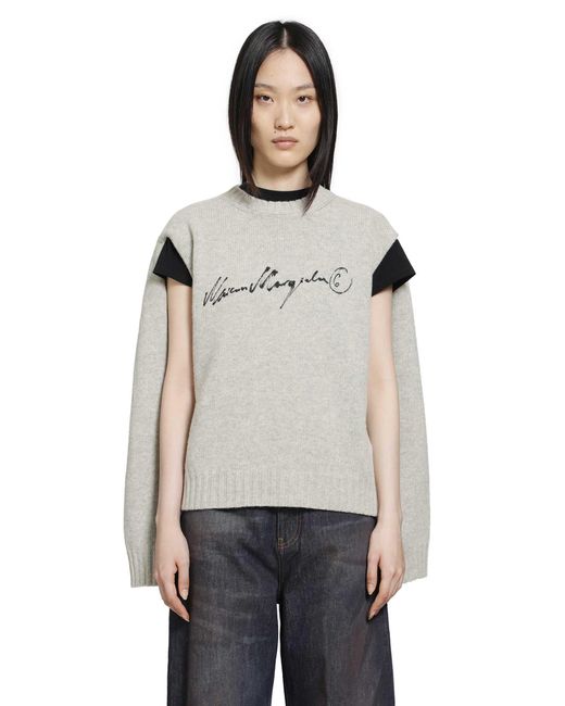 MM6 by Maison Margiela Gray Handwritten Knit Jumper