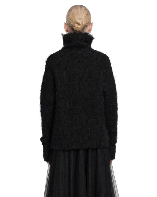 Marc Le Bihan Black Fluffy Mohair Turtleneck Sweater