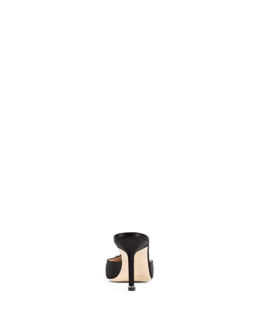 Manolo Blahnik Black Hangimisu Satin Buckle Mules