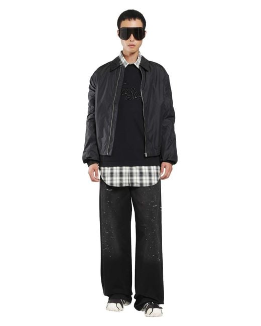 Acne Black Washed Cotton Drawstring Trousers for men