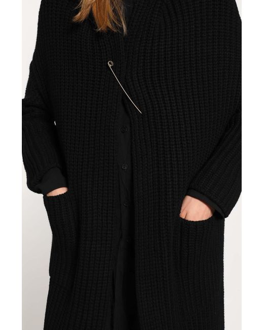 Forme D'expression Black Wool Cashmere Knit Kimono Coat