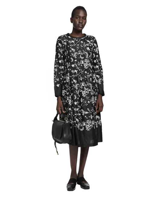 Renli Su Black Floral Midi Dress