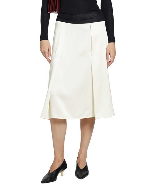 Jil Sander White Envers Satin Pleated Skirt