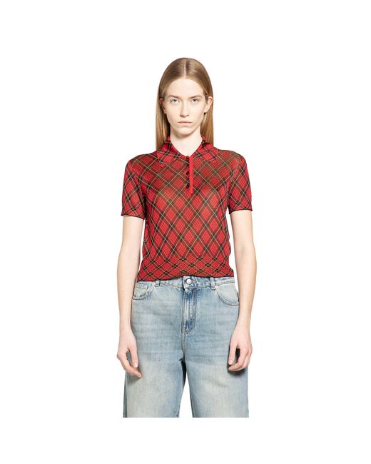 McQueen Red Microcheck Polo Jersey