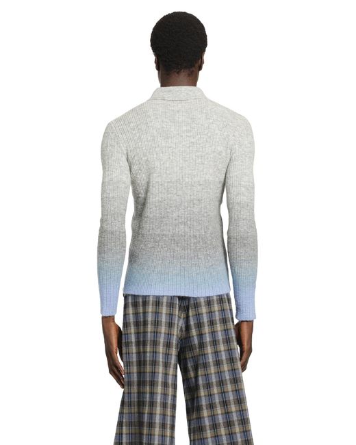 ERL Gray Thin Gradient Knit Polo for men
