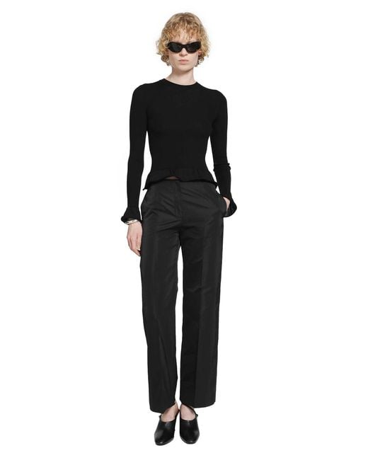 Jil Sander Black Ruffled Wool Jumper