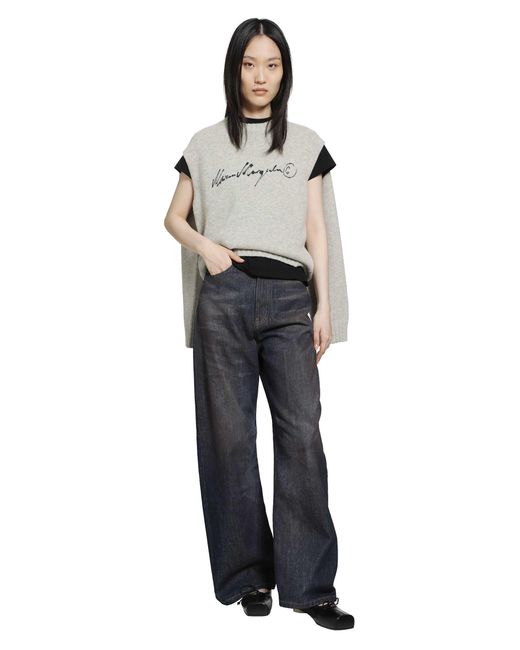 MM6 by Maison Margiela Gray Handwritten Knit Jumper