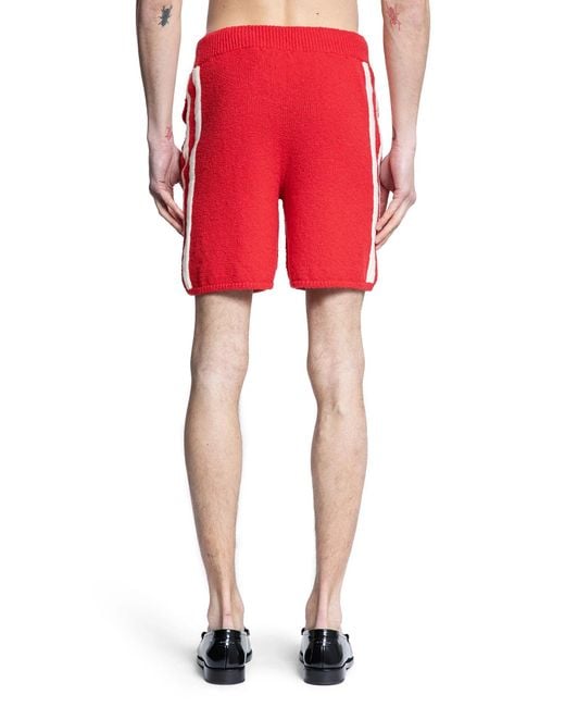Laneus Red Stretch Cotton Nylon Knit Shorts for men