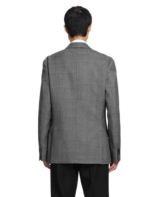 Lardini Gray Prince Of Wales Double-Breasted Blazer for men