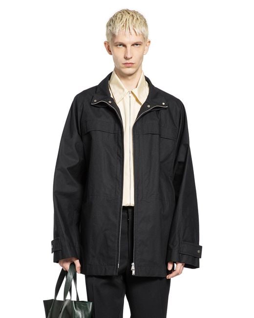 Jil Sander Black Textured Cotton Jacket for men