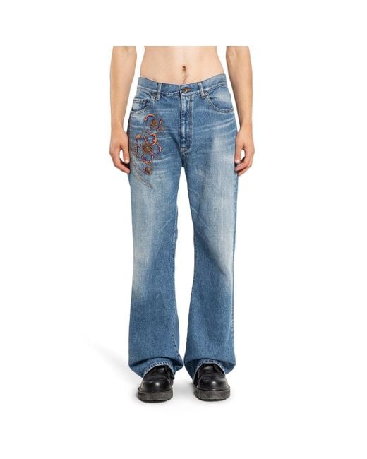 KHOKI Blue Embroidered Jeans for men