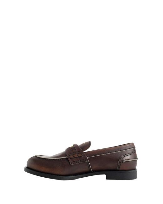 Miu Miu Brown Leather Distressed Penny Loafers