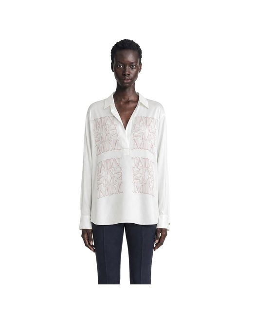 Max Mara White Marabesque Silk Twill Shirt