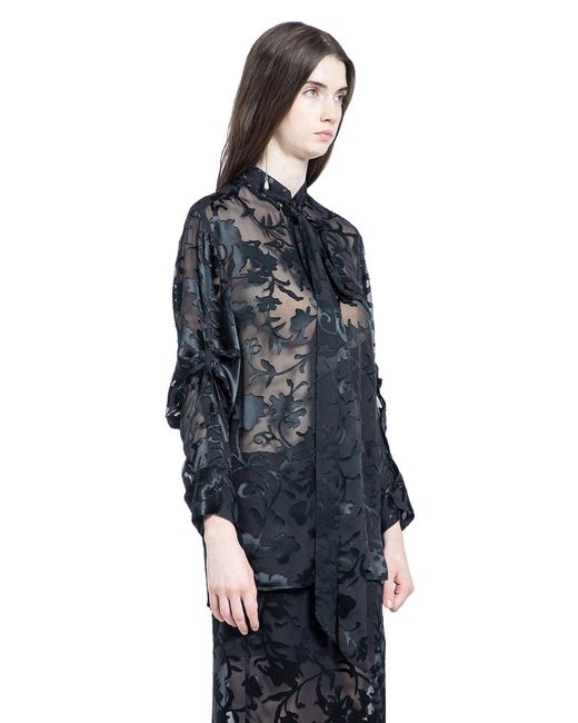 Ann Demeulemeester Blue Dien Standard Collar Long Shirt With Foulard