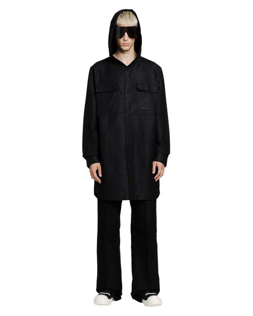 Rick Owens Black Tower Hooded Outershirt for men