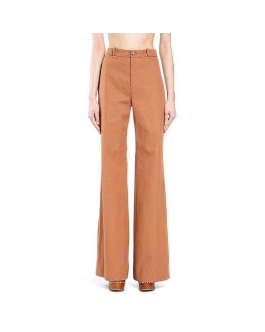 Chloé Orange Flared Cotton Canvas Trousers
