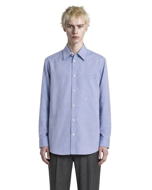 Valentino Blue Vgold Oxford Cotton Shirt for men