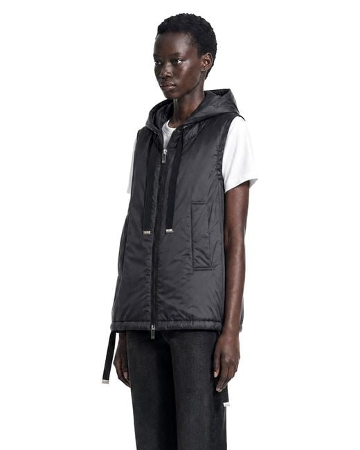 Max Mara Black Padded Water-Repellent Hooded Gilet