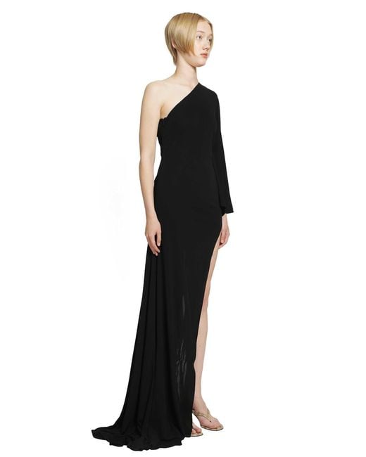 Gucci Black Asymmetric Viscose Jersey Long Dress