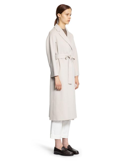 Max Mara White Wool Broadcloth Midi Coat