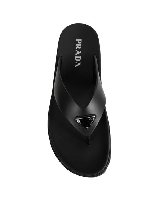 Prada Black Leatherthong Sandals for men