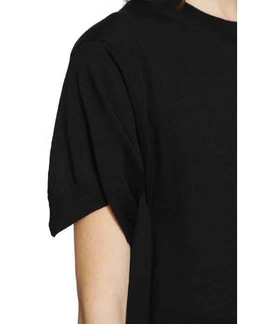 Junya Watanabe Black Short Sleeve Wool Sweater With Splits