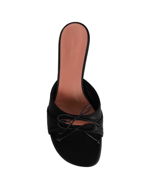 AMINA MUADDI Black Eleonora Satin 45 Mules