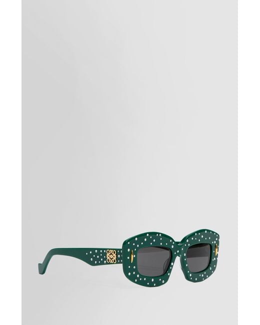 Loewe Green Smooth Pavé Screen Sunglasses In Acetate