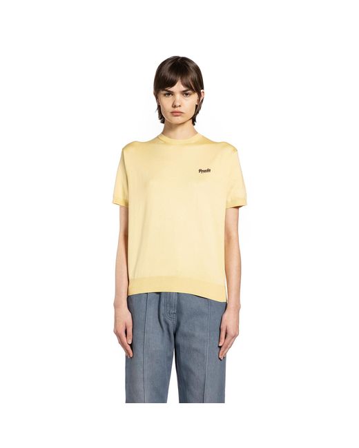 Prada Natural Ribbed Crewneck Knit