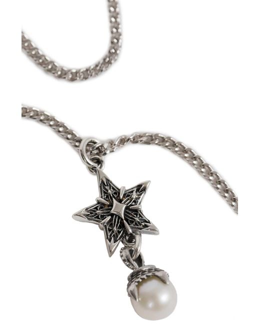 Emanuele Bicocchi Metallic Stella Notre Dame Pearl Necklace for men