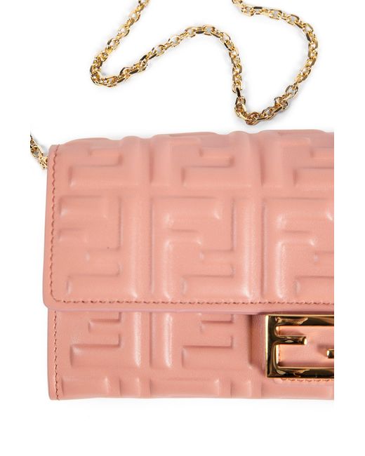 Fendi Pink Ff Nappa Baguette Chain Wallet