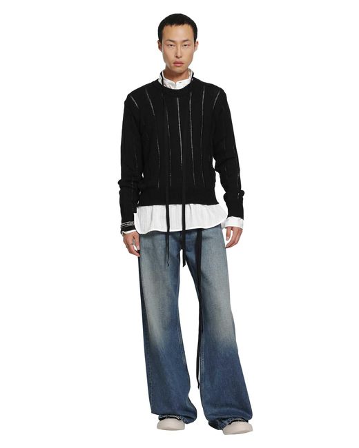 Ann Demeulemeester Black Rikki Brushed Rib Crewneck Sweater for men
